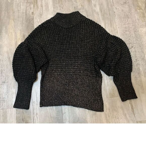 NWT Chunky knit black,metallic accent, with puffy sleeves.sz M - Picture 4 of 13